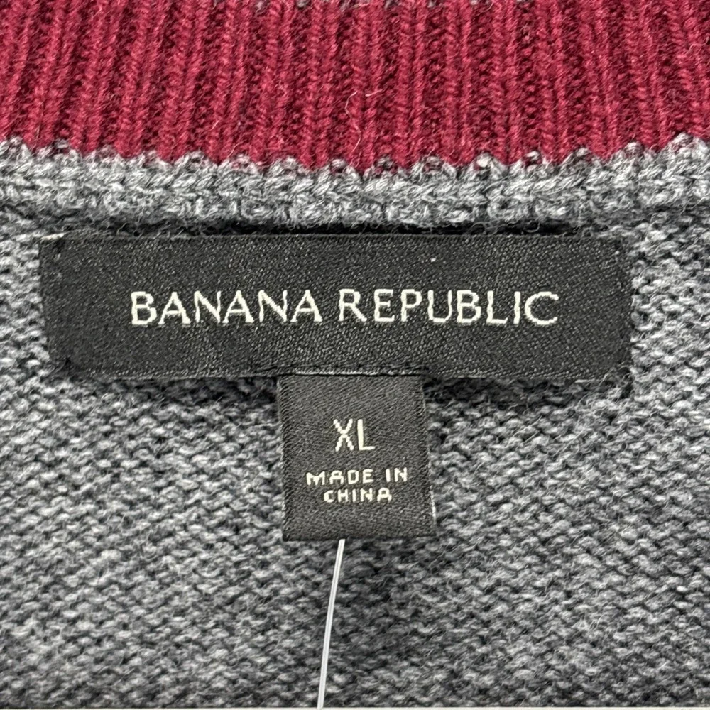 BANANA REPUBLIC‎ EXTRA FINE MERINO WOOL CREW NECK SWEATER MENS XL GRAY BLACK NEW
